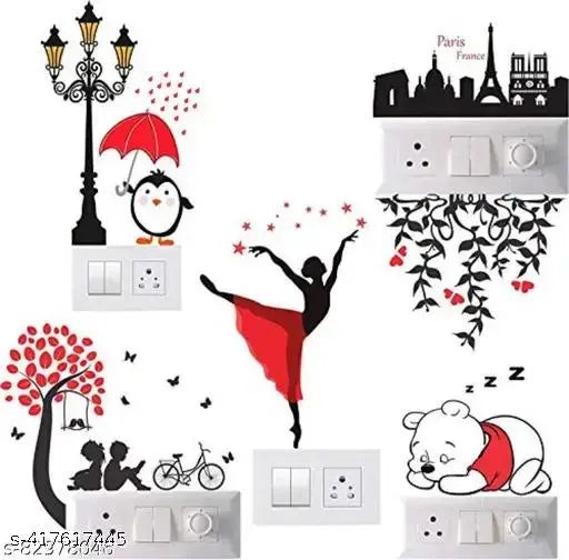 Archi graphics decorative abstract dancing girl switch panel switch board sticker for home decor