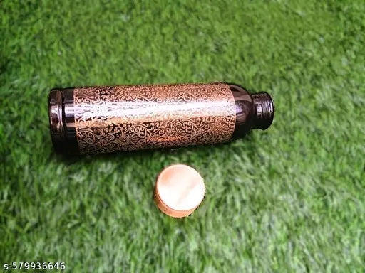 SUN INDIA COPPER 100% PURE COPPER WATER BOTTLE 1000ML SET OF 1 | Printed Copper bottle | Office bottle | Gym/Yoga bottle | designer copper bottle