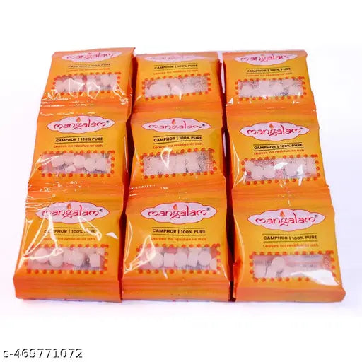 MANGALAM Camphor Tablet 2gm (Small Round) Pouch - Pack of 60 | 100% Pure | For Puja, Festivals & Other Religious Ritual | No Dangerous Chemicals | Leaves No Residue Or Ash