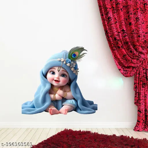 Cute Krishna Baby Krishna Lord Krishna God Krishna Wall Sticker For Kids Room Living Room