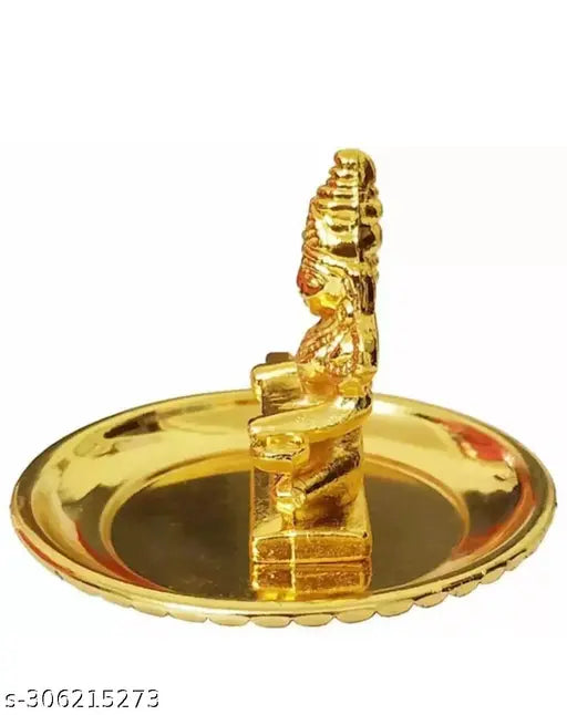 Maa Annapurna Devi Small Size – The Goddess of Food and Nourishment Vastu Tortoise And Lakshmi Charan Paduka Kachhua Yantra With Laxmi Charan  ( Golden) Pooja Kit (Golden Plated) Brass Yantra  (Pack of 3)