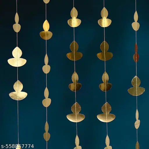 Diwali Decoration Golden Deepak Paper Frills Set of 4 Pieces | Hanging Garland Decoration