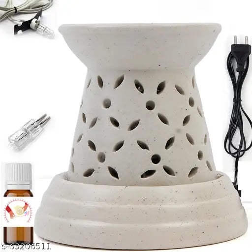 Kreative Homes Oil Diffuser for Home Fragrance and Decoration Antique Look Ceramic Electric Oil Diffuser for Multi Place Uses | Diffuser Air Fragrance Unique shaped for Office Home Decor Spa Living Room, Matki Shape Aroma Burner with Lightning Effects  (E