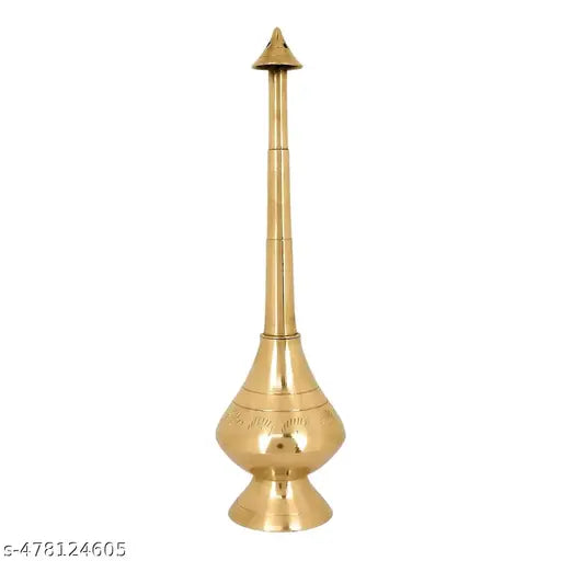 Brass Bottle for Gangajal || Perfume Gulab Pash Sprinklers Gangajal Spray Bottle for Home Temple Pooja (19 cm, 2)