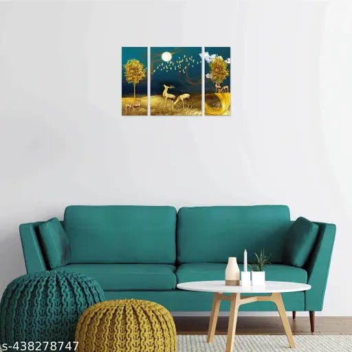 Floral Flower Set of 3 MDF Panel-1583- Digital Reprint 12 inch x 18 inch Painting  (Without Frame, Pack of 3)