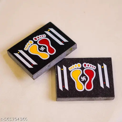 Acralic Rangoli on Acralic with Laxmi Charan Paduka(Paule) 4X3 inch, Traditional Printed Vastu Items for Home Decor, Pooja Mandir, Door Entrance| Ready-to-Use & Low Maintenance