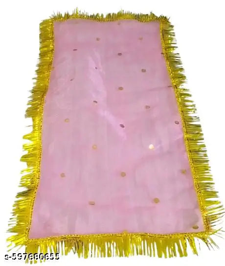 12 Color Full Chunari Navratra Special Durga Mata Chunari for Navratri Devi Pooja,  Maa Durga, Laxmi Chunni All Goddess Small net dupatta 19* 10 Inch (Color: Red, Green, Yellow, Orange, Pink,black,Ferozi,sea green,Purple, white,Blue,rani-Pink) pack of 12