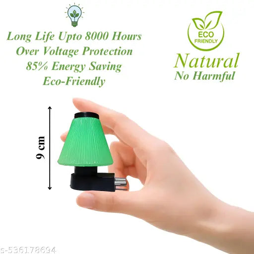 White & Green Umbrella Shape LED Night Lamp for Bedroom, Kids Room & Mandir | Energy Saving Plug-in Light(SET-2)
