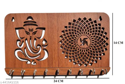 Keyholder Wall Hanging Decor  Ganesha Keystand Lord Ganesha Key Holdar Hanger Swastik chakra  pack of 1