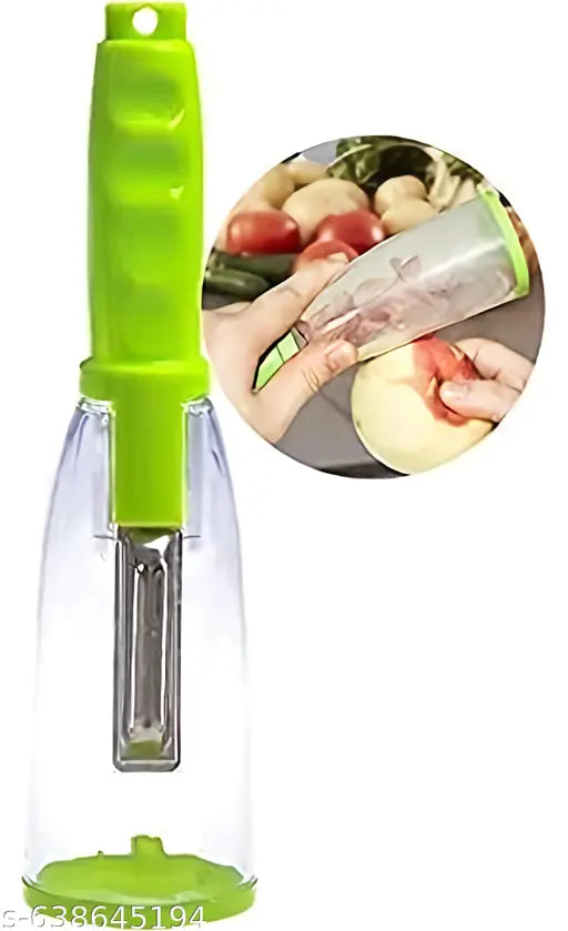 Premium Peeler with Container for Fruits & Vegetables | 2-in-1 Multifunctional Kitchen Peeler | Sharp Stainless Steel Blade