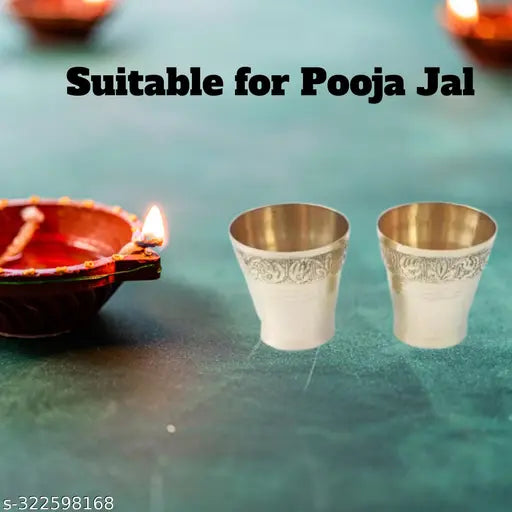 Puja glass for puja - Pooja jal glass - Small Puja glass - Set of 2 - Rudra abhishek Glass - Pooja Glass  - Brass Puja glass