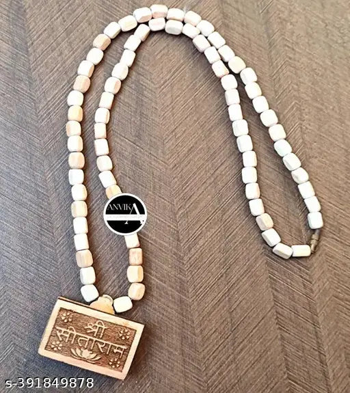 Tulsi kanthi with Shri SitaRam Bhaktmal Locket Handmade Tulsi Beads Mala Wood Necklace