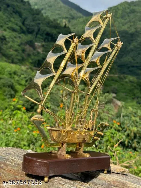 Sailing the Seas: A Detailed Brass Ship Model,  Nautical Masterpiece in Brass, Perfect for Home or Office