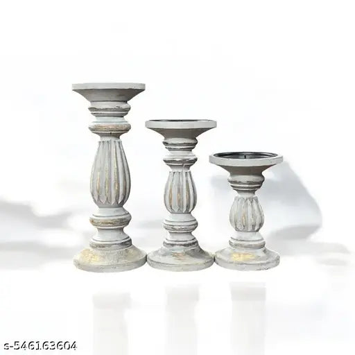 A Piece Of Wood Handmade Wooden Candle Holder Stand for Home Décor Decorative Tealight Gifts Item, Set of 3