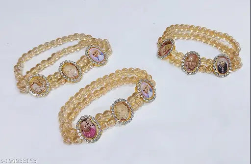 Jai Guruji Swaroop bracelet (Pack of 3) Guruji Maharaj 3 photos bracelet double line for both Men and Women (photos may vary)