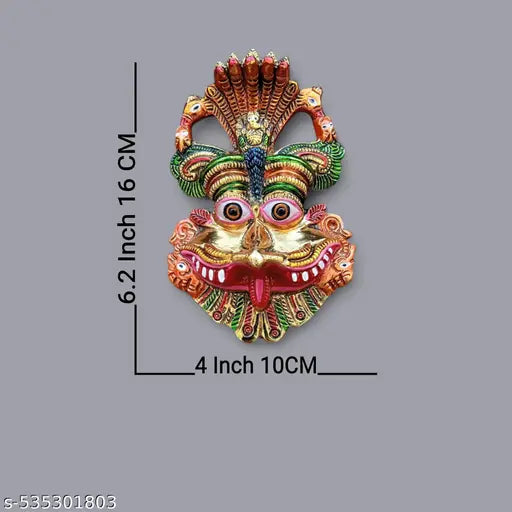 Metal Kirthimukha for Home Entrance/Keerthi Mukudu Mask/Narsingh Face with Shesh Naag Wall Hanging Nazar Battu/Evil Eye Protector for Home, Office Vastu Gift Item Decorative Showpiece Multicolor. (Pack of 1)
