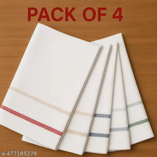 PACK OF4 SOUTH INDIAN KERALA THORTHU AYURVEDIC COTTON BATH TOWELS LARGE SIZE 27X54 INCHES | COTTON BATH TOWELS FOR MEN AND WOMEN| 100 GSM BATH