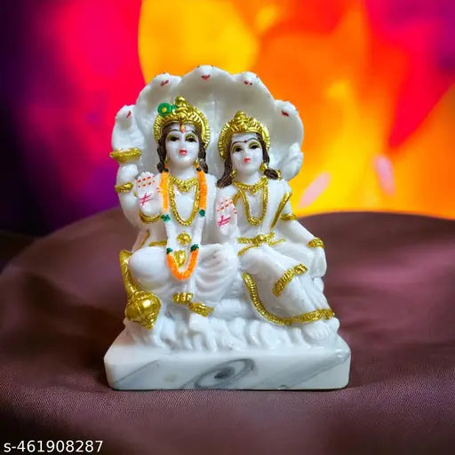 SEEMA HANDICRAFT Lord Laxmi Vishnu Marble Idol Vishnu Statue Temple Decor Religious Murti Pooja Gift Item Spiritual Puja Vastu Showpiece