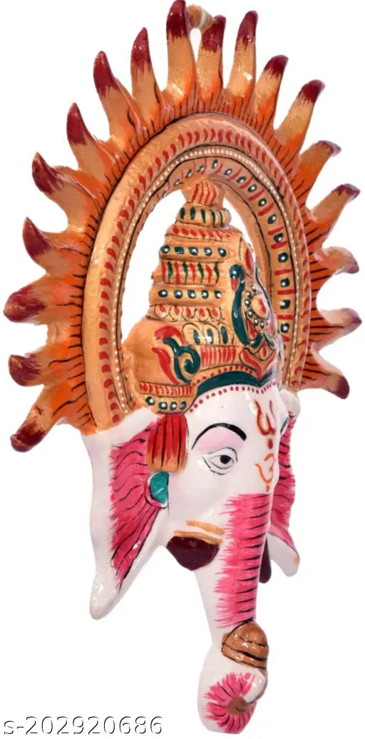 Lord ganesha color wall hanging metal idol for puja and showpiece