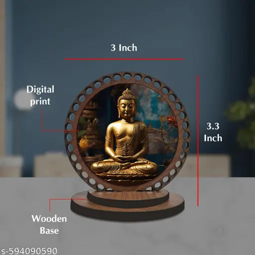 AR Creative Bhagwan Buddh Car Dashboard Idol, God Statue, Decorative Showpiece For Car And Office Table, Study Table, Etc