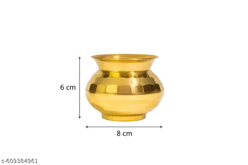 Brass diamond lota / Brass Kalash / Decorative Brass lota / Pot for Mandir | Puja Samagri Vessel (6 cm x 8 cm)