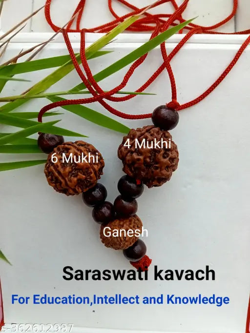 LORD SHIVA METALS Saraswati Rudraksha Kawach/Pendant for Students, Certified Siddha, Sinks In Water For All Rashi