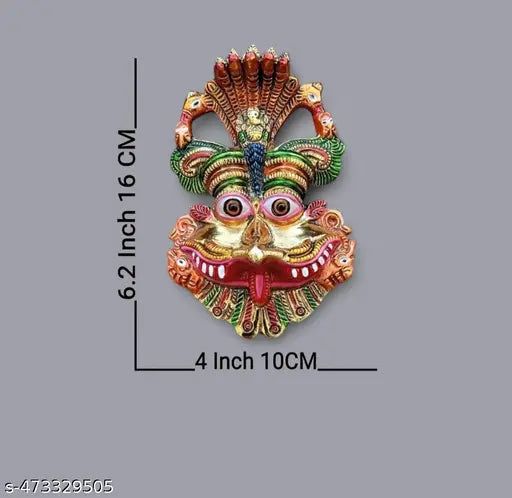 Multicolor Metal Narsingh Kirtimukha Wall Hanging Mask - A Powerful and Meaningful Housewarming Gift for Protection and Blessings to Home
