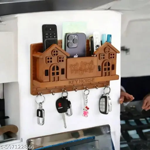 Stylo key Holder Home Decor Unique Stylish Plastic for Wall Multipurpose Home Office Living Room Pocket 6 Hook Mobile Stand Kitchen Items