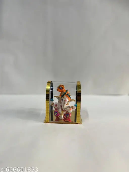 Lord Ganesha Idol in Golden Box | Ganpati Statue for Home & Car Dashboard  3 Inch