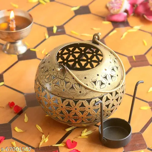 Gunendra Crafts Home Decor Handcrafted Beautiful Hanging Metal Lota Candle Holder Antique Shade Box for Home Decoration|Lantern|Candle Stand|Gifting