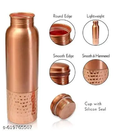 Half Hammerd Pure Copper, Copper+  COPPER BOTTLE, WATER BOTTLE,COPPER BOTTLE,  1000 ml Bottle PACK OF 1.