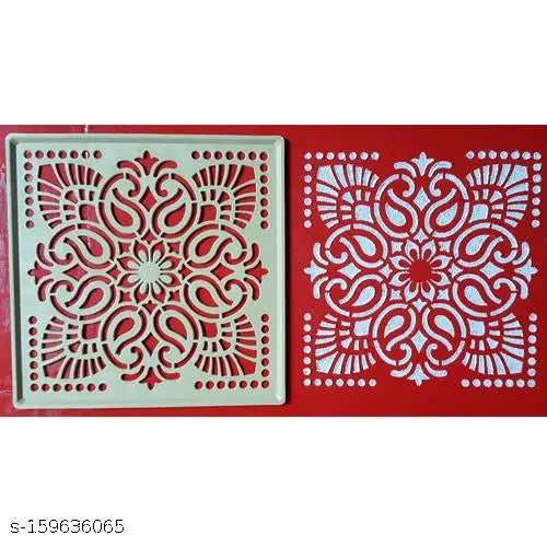 Artonezt Ready to Draw Rangoli Making Stencils for Navratri Pongal Diwali Pooja Mandir Floor Decoration Set of 8 DIY Kolam Rangoli Stencils