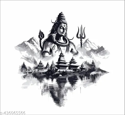 Annur Creation  Mahakal Wall Sticker for Living Room, Bedroom, Kids Room, Big size sticker, 3D sticker , PVC vinyl Mahakal, Shankar bhagwan, Shiv Parvati wall sticker God ( Pack 1)