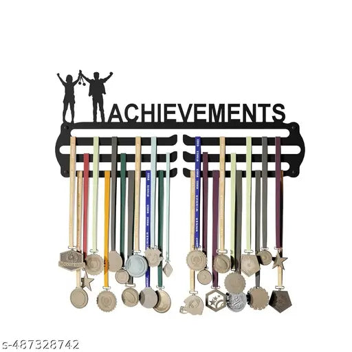 Medal Hangers - Achievements Medal Holder - Large Metal Wall Display - Holds Up to 90 Medals - Black, Glossy Finish - Perfect for Kids and Athletes