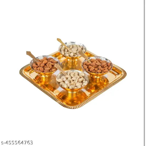 MF METALS - Gold and silver plated bowl tray set