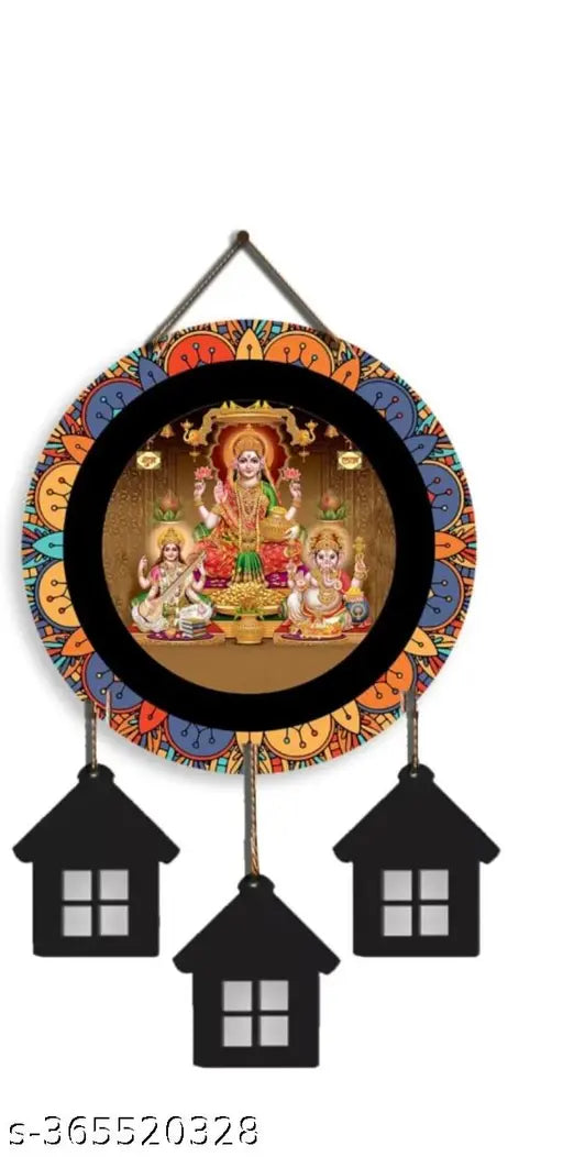BMB Collection Religious laxmi ganesh saraswati designer,wall decoration  (Multicolor)