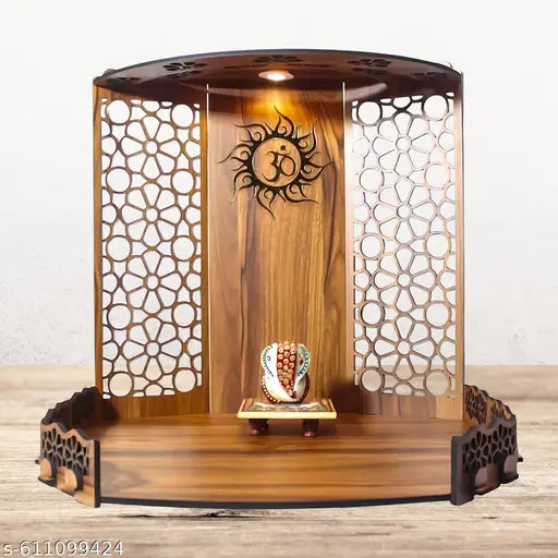 Divinity Decor Laminated Temple for Home Pooja | Wooden MDF Mandir 16x9x11 Inch | Assembly Required | Modern Puja Stand | Big Temple - Mandir - 11
