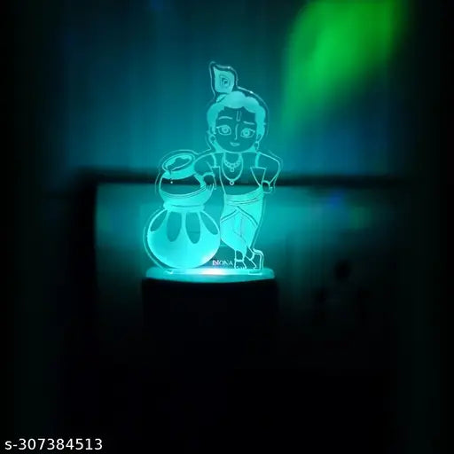 Diona Night Lamp Krishna 3D Illusion LED Multo Color Changing Night Light Birthday, Anniversary, Festival Gift