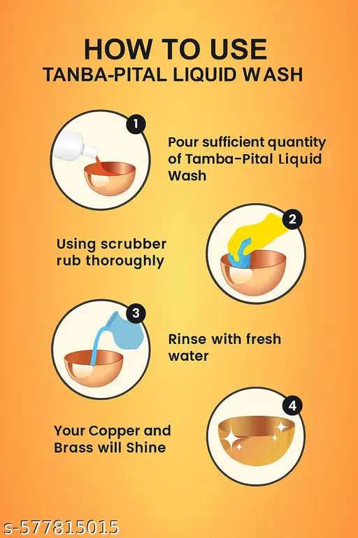 Pitambari Liquid Copper Brass Cleaner – Shining Powder & Cleaning Liquid for Utensils, Pooja Items, Metal Shiner & Dishwasher for Copper & Aluminum 100 ml+100 ml