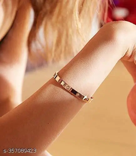 Honbon Traditional Look Cubic Zircone Gemstone Sudded Bracelets/Bangles/kada for Women & Men(Pack of 1)Fancy Stylish Stainless Steel Openable Bracelet with Magnetic Lock,Love Bracelet for Couples,Magnetic Bracelet