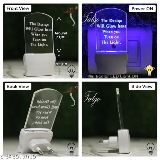 LOVE) 3D Optical Illusion Acrylic Night Lamp, 7 Colors RGB Auto Colour Changing LED Plug and Play Night Light, Office Light, Best for Gift - Pack of 1