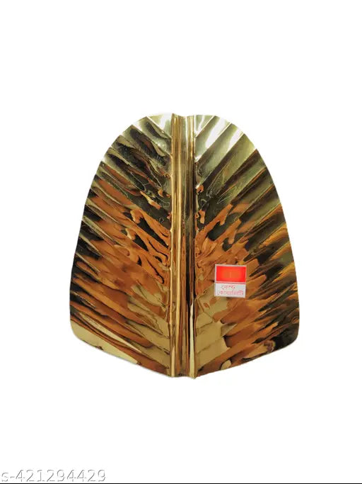 Brass Banana Leaf Thali (1 Piece, Gold)