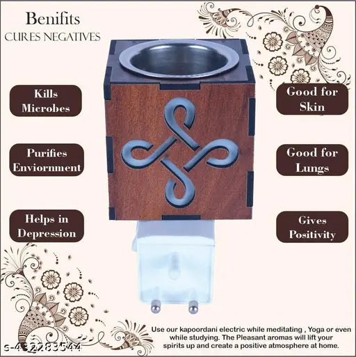 Zuper Kapoor Dani Electrical Camphor Diffuser Glass with On/Off Switch to Toggle Between Burner and Lamp