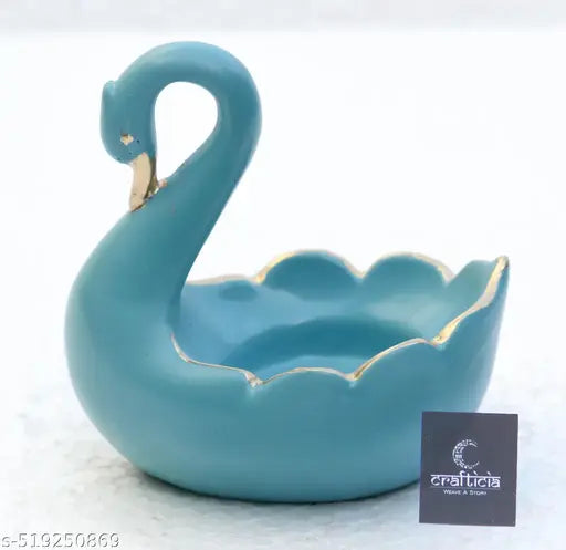 Paheli Craft Resin Duck Tealight Candle Holder Statue Swan Tea Light Stand Showpiece (4 inches, Teal)