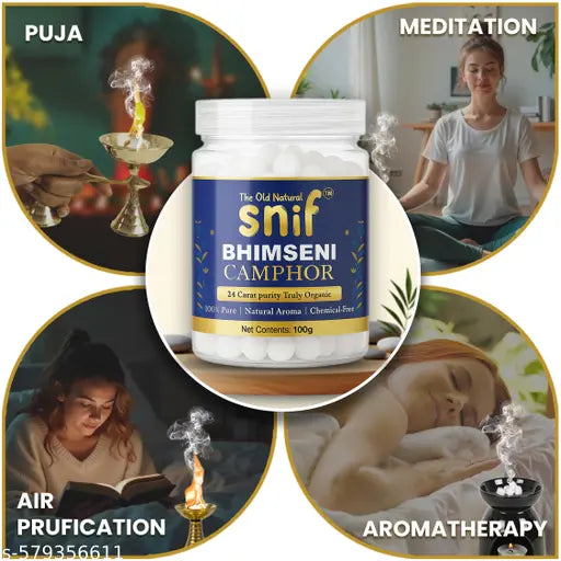 The Old Natural Bhimseni कपूर 100g | Pure Organic कपूर for Pooja, Diffuser & Air Purifier | Strong Natural Aroma