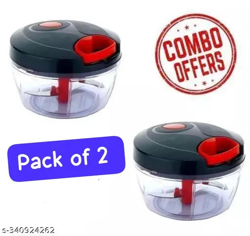 450ML + 450ML Combo of Standard Handy Pro Chopper (450 ml) and Compact Chopper Cutter Mixer (450 ml) with Stainless Steel Blades and Whisker Blade for effortlessly Chopping Vegetables Fruits for Your Kitchen (Value Pack) (PACK OF 2) Manual Choppers & Chip