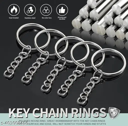 High Quality Golden Metal 40 And Silver 40 Loops Rings Keyring With Chain Open Jump Ring Connector Key Rings For Jewelry. Making Spring Rings, Art And Craft, Diy, Resin, Making Handbag Keychain