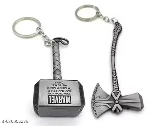 Dual Metal Keychain Combo Silver Piece 2 (1 hammer and 1 Axe)