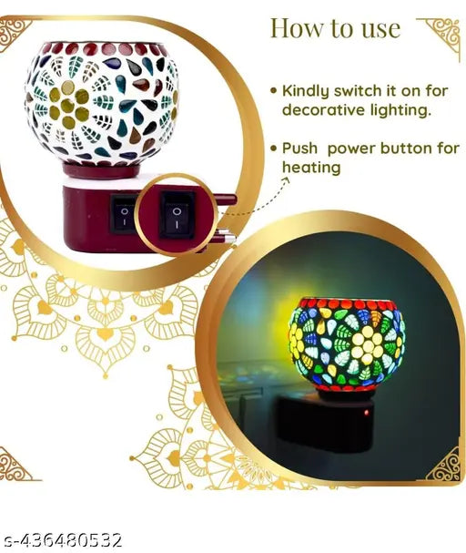 Multipurpose Kapoor Dani Night Lamp Aroma Burner Electric Incence Burner, Aroma Kapoor Dani, Electric Kapur Burner, Electric Dhoop Dani for Home,Office (Yellow) Ceramic