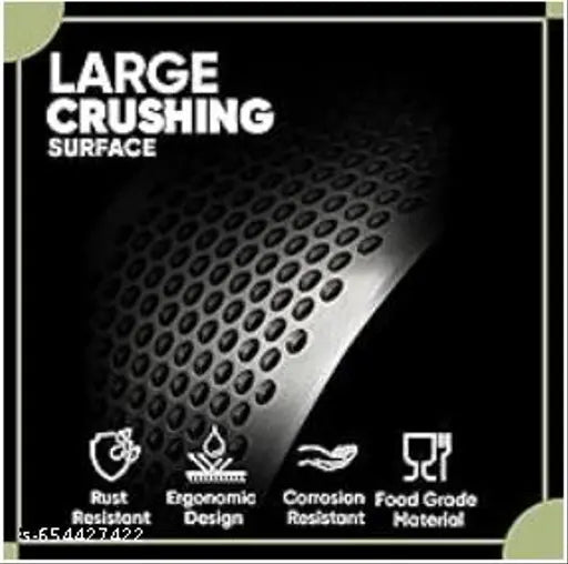 Steel Garlic Press Rocker,Stainless Steel Garlic Mincer Chopper Ginger Crusher and Peeler Squeezer Press Kitchen Gadget with Handle